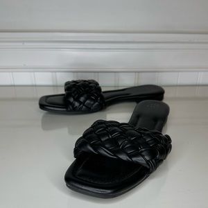 A New Day Black Flat Woven Sandal
